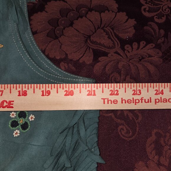 Double D Ranch Green Suede Beaded Vest Women's XL - Picture 10 of 11